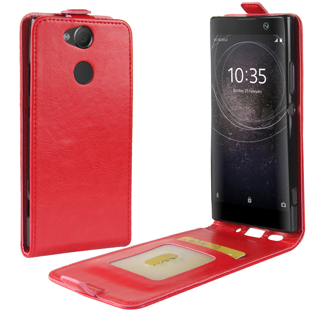 Crazy Horse Vertical Flip Card Holder Leather Case for Sony Xperia XA2