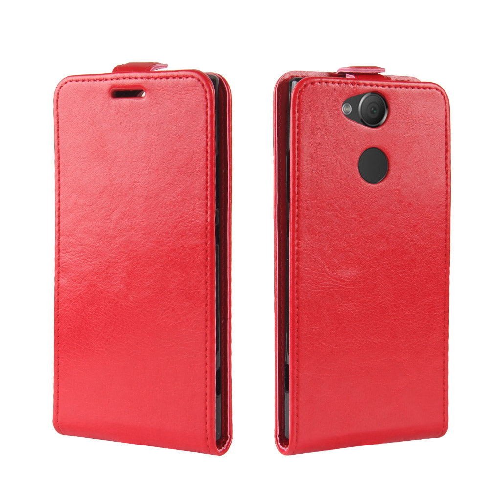 Crazy Horse Vertical Flip Card Holder Leather Case for Sony Xperia XA2