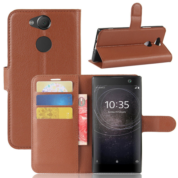 Litchi Texture PU Leather Wallet Stand Case for Sony Xperia XA2