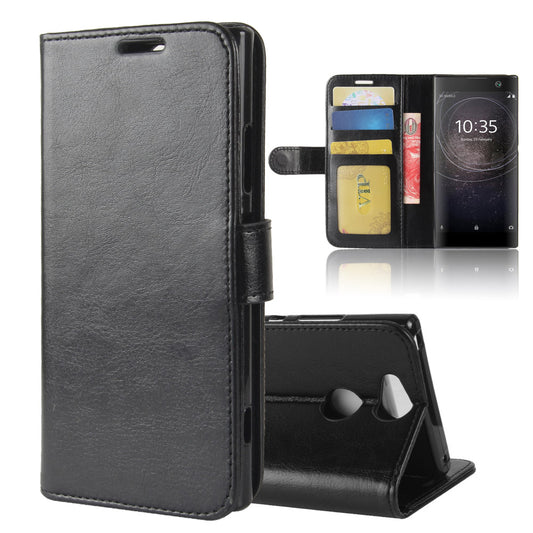 Crazy Horse Wallet Leather Cell Phone Case for Sony Xperia XA2