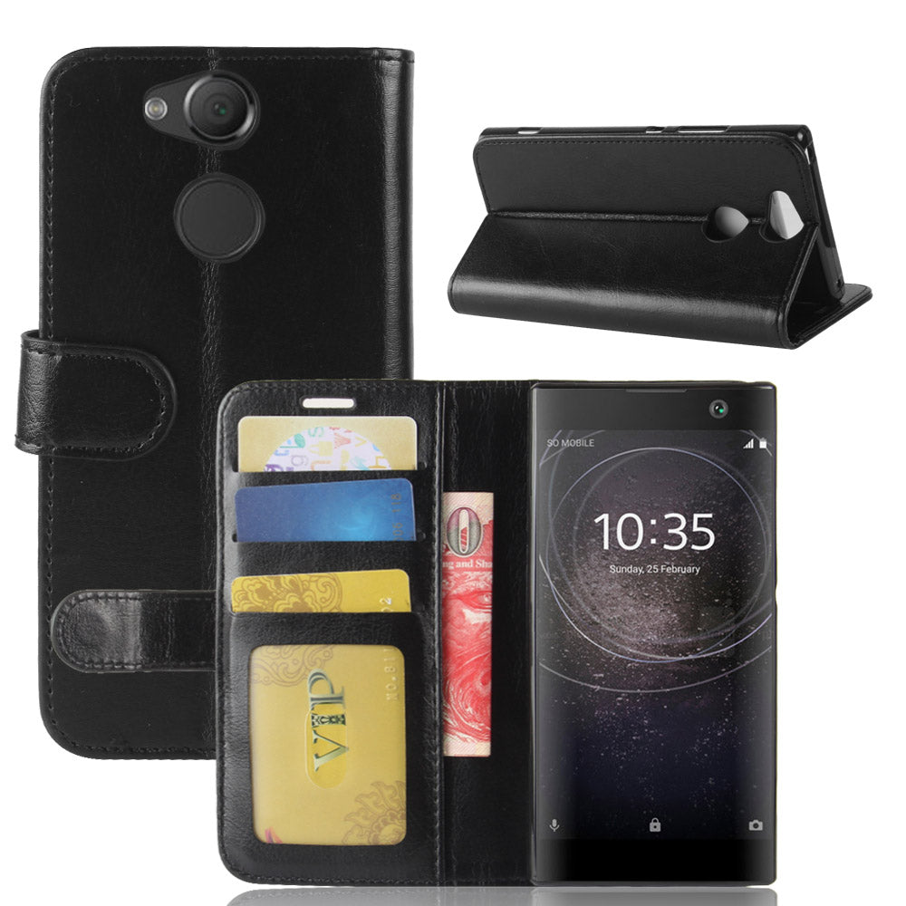 Crazy Horse Wallet Leather Cell Phone Case for Sony Xperia XA2