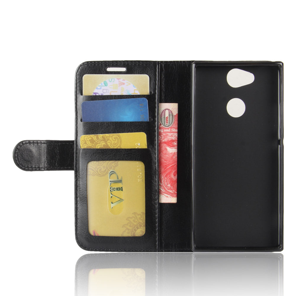 Crazy Horse Wallet Leather Cell Phone Case for Sony Xperia XA2