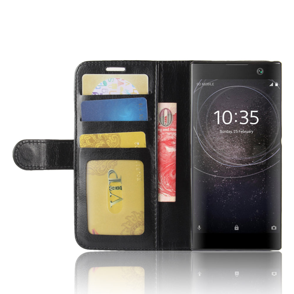 Crazy Horse Wallet Leather Cell Phone Case for Sony Xperia XA2