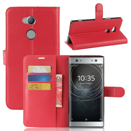 Litchi Grain Wallet Stand Leather Shell for Sony Xperia XA2 Ultra