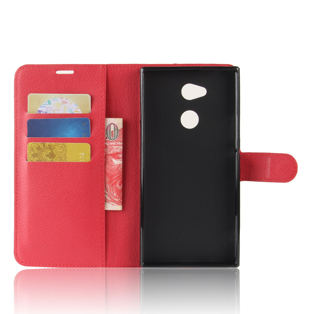 Litchi Grain Wallet Stand Leather Shell for Sony Xperia XA2 Ultra