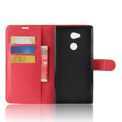 Litchi Grain Wallet Stand Leather Shell for Sony Xperia XA2 Ultra