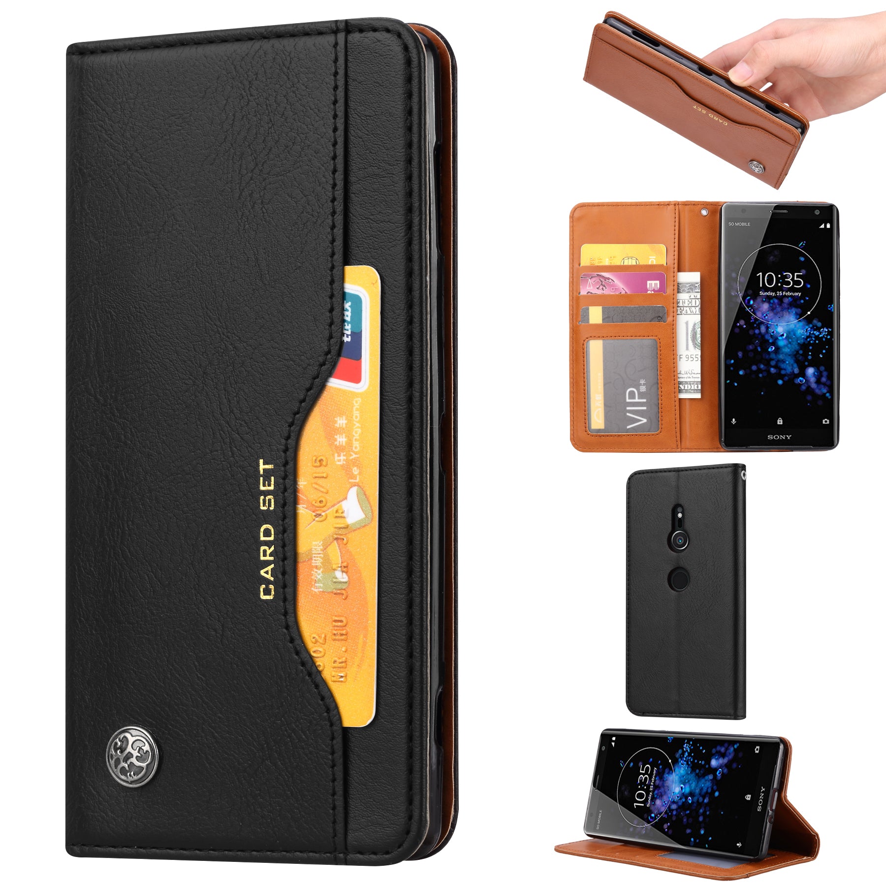 Auto-absorbed Leather Stand Phone Case for Sony Xperia XZ2