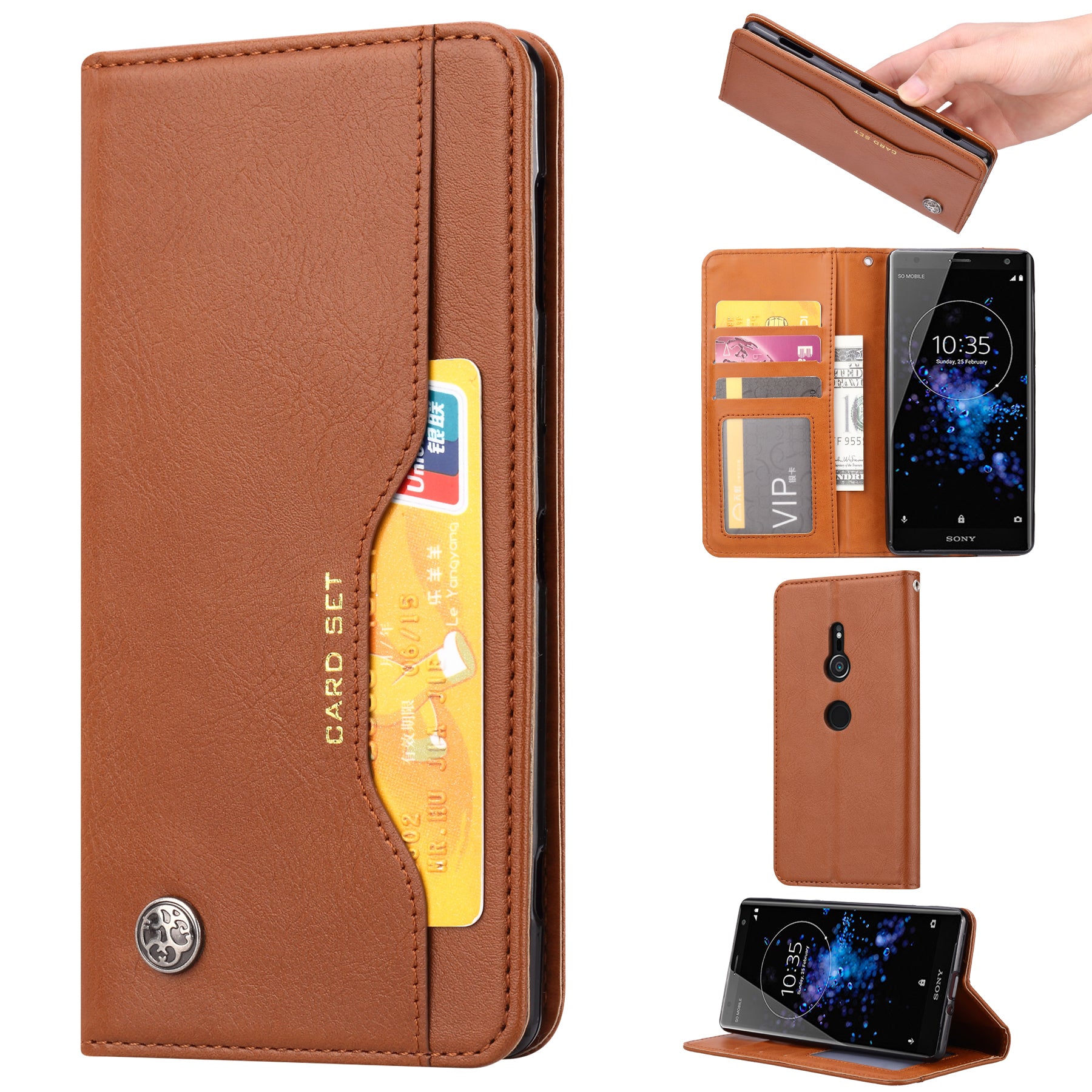 Auto-absorbed Leather Stand Phone Case for Sony Xperia XZ2