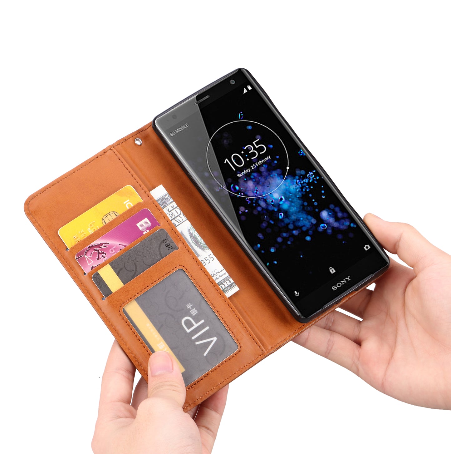 Auto-absorbed Leather Stand Phone Case for Sony Xperia XZ2