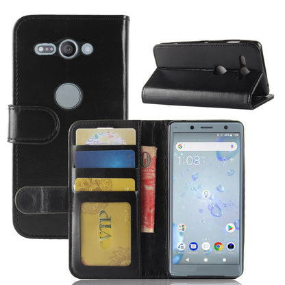 Crazy Horse Texture Wallet Leather Mobile Case for Sony Xperia XZ2 Compact
