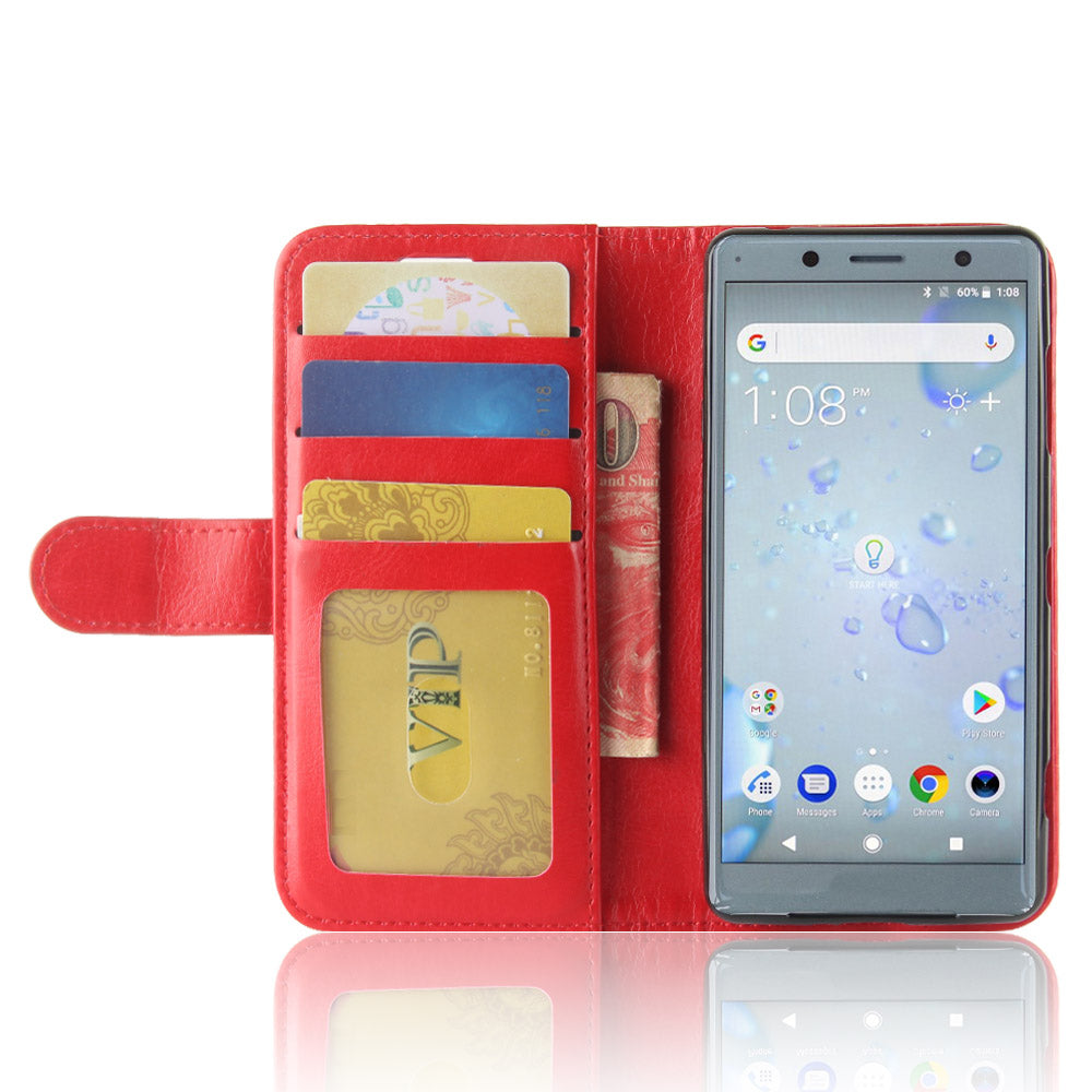 Crazy Horse Texture Wallet Leather Mobile Case for Sony Xperia XZ2 Compact