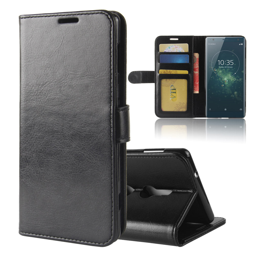 Crazy Horse Magnetic Stand Wallet Leather Mobile Phone Case for Sony Xperia XZ2