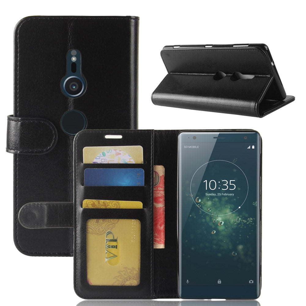 Crazy Horse Magnetic Stand Wallet Leather Mobile Phone Case for Sony Xperia XZ2