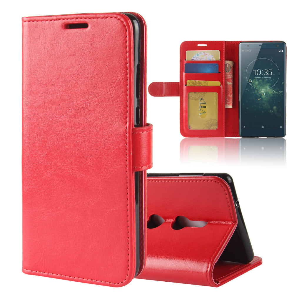 Crazy Horse Magnetic Stand Wallet Leather Mobile Phone Case for Sony Xperia XZ2