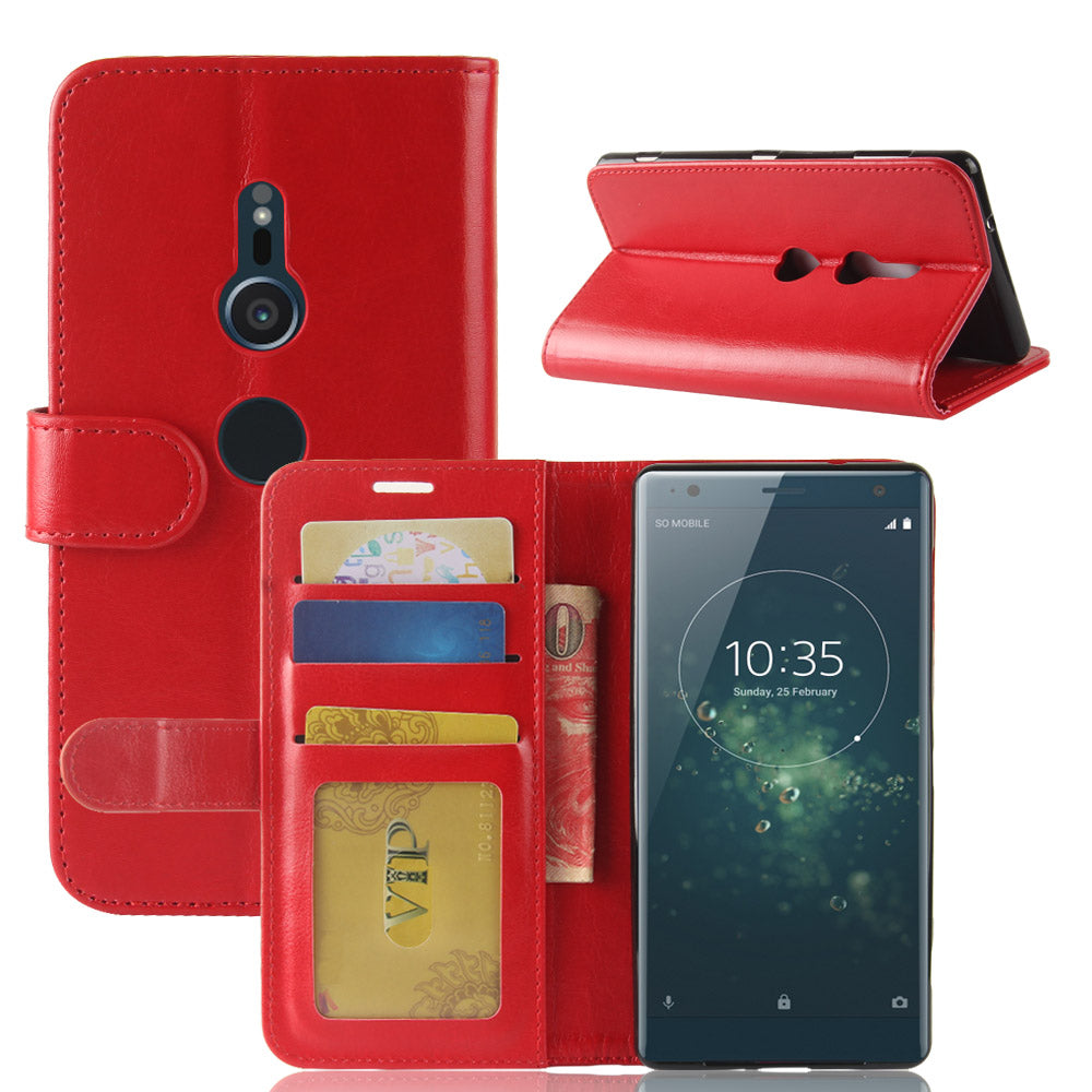 Crazy Horse Magnetic Stand Wallet Leather Mobile Phone Case for Sony Xperia XZ2