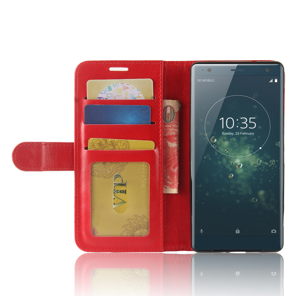 Crazy Horse Magnetic Stand Wallet Leather Mobile Phone Case for Sony Xperia XZ2