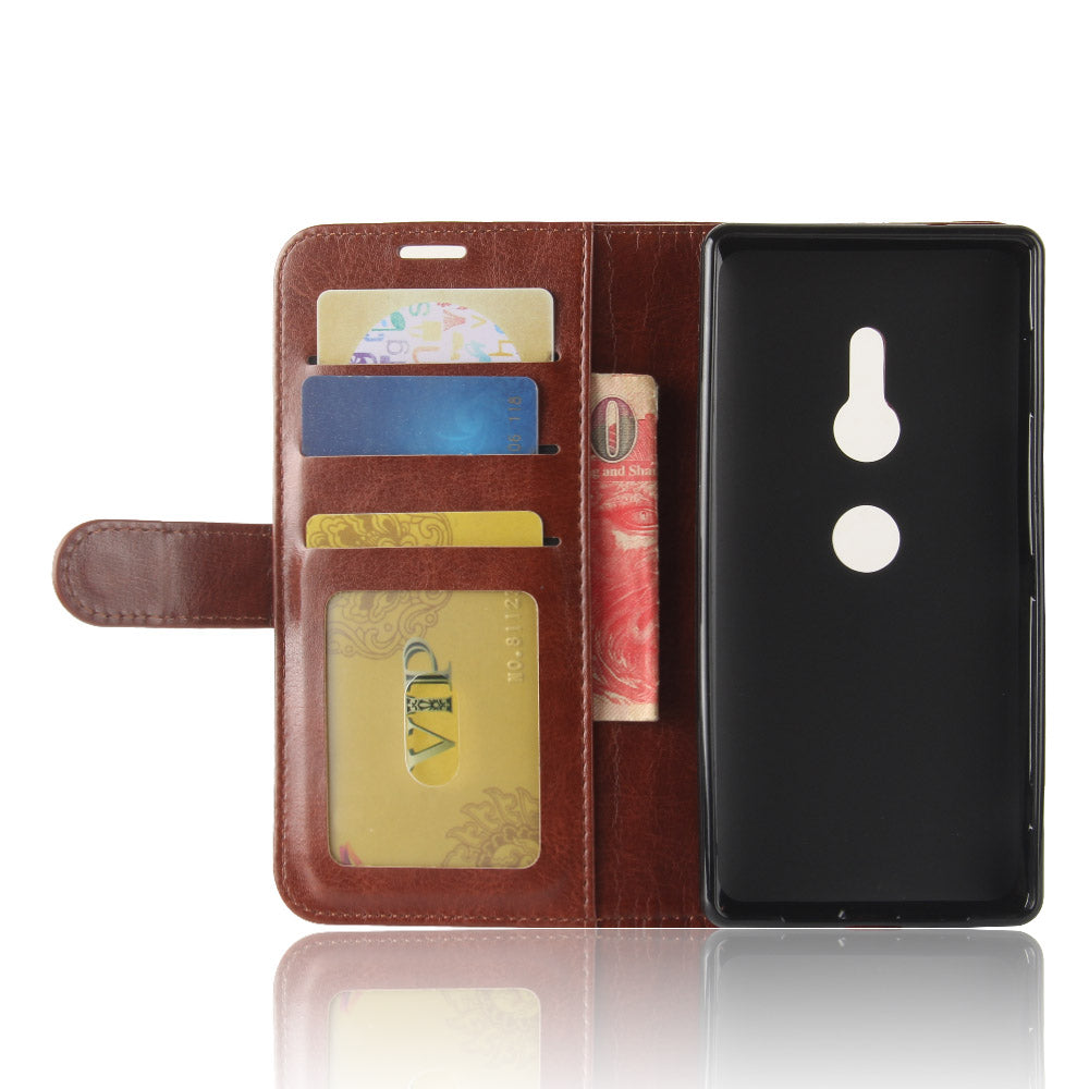 Crazy Horse Magnetic Stand Wallet Leather Mobile Phone Case for Sony Xperia XZ2