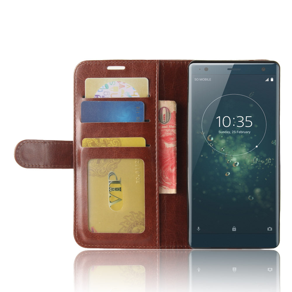 Crazy Horse Magnetic Stand Wallet Leather Mobile Phone Case for Sony Xperia XZ2