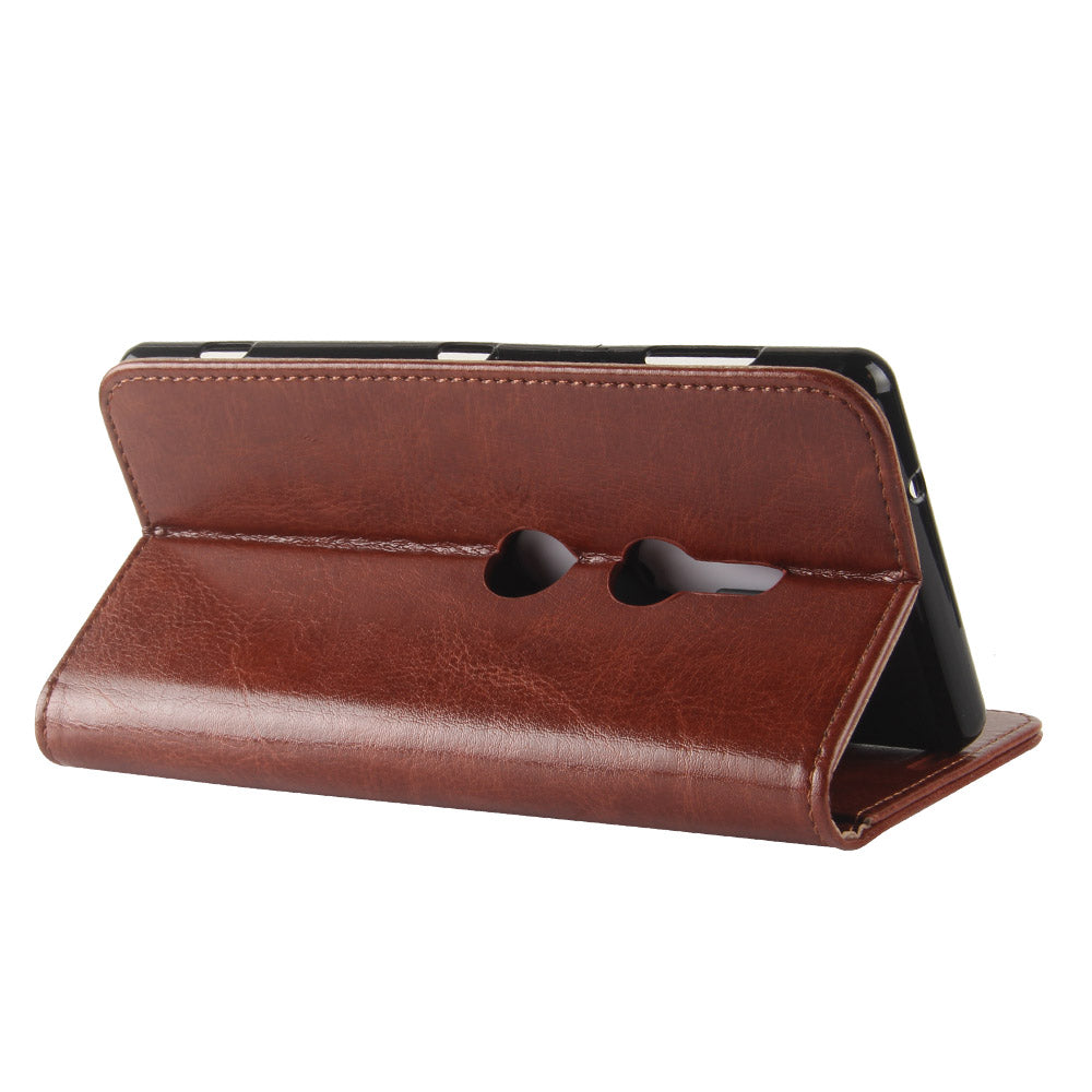 Crazy Horse Magnetic Stand Wallet Leather Mobile Phone Case for Sony Xperia XZ2