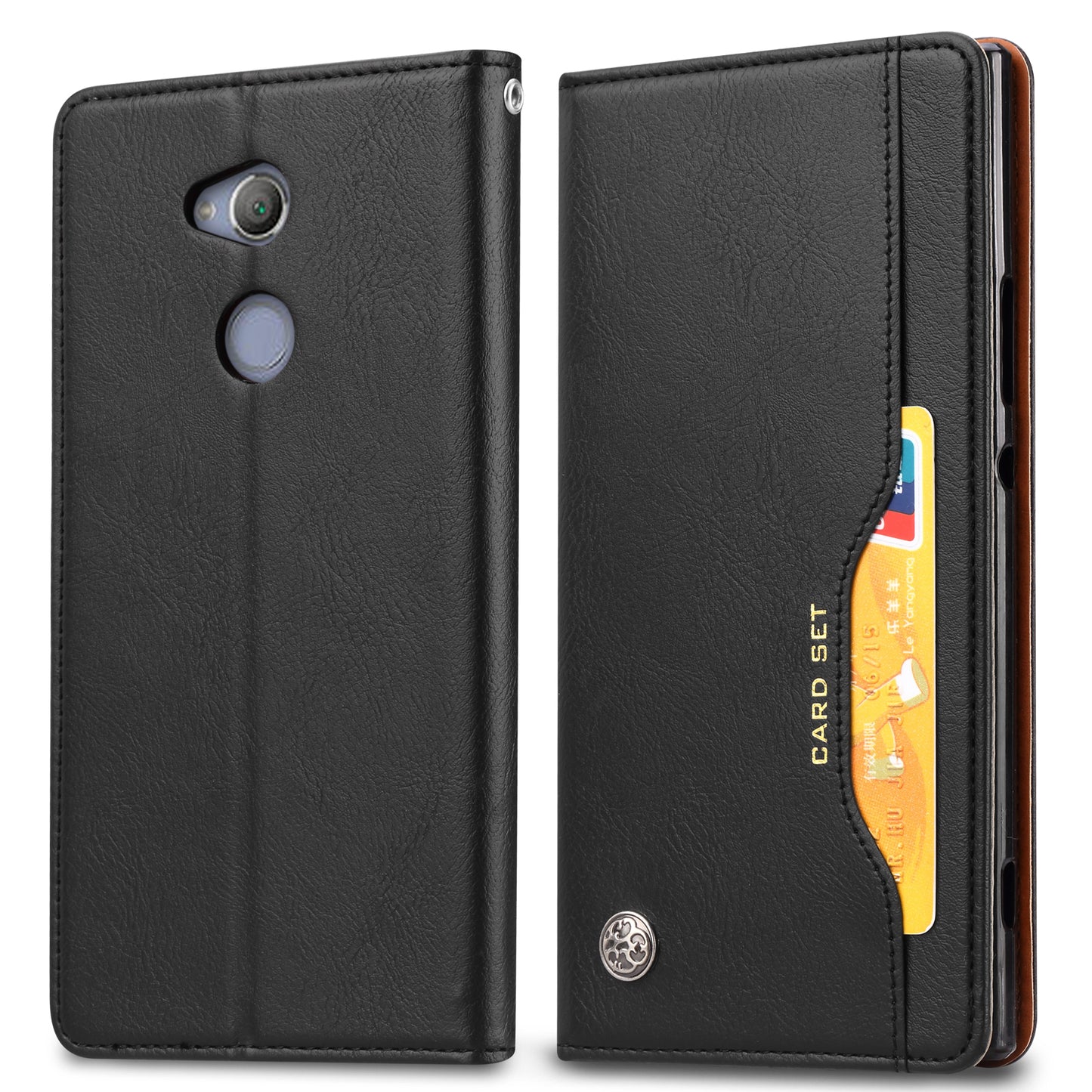 PU Leather Auto-absorbed Wallet Phone Case for Sony Xperia XA2