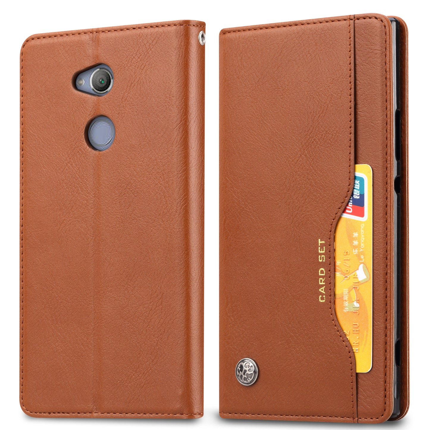 PU Leather Auto-absorbed Wallet Phone Case for Sony Xperia XA2