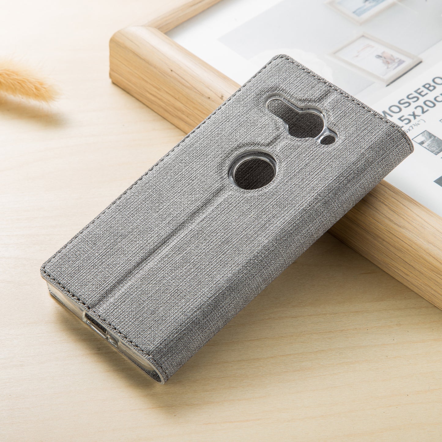VILI DMX Cross Texture Card Holder Leather Stand Case for Sony Xperia XZ2 Compact