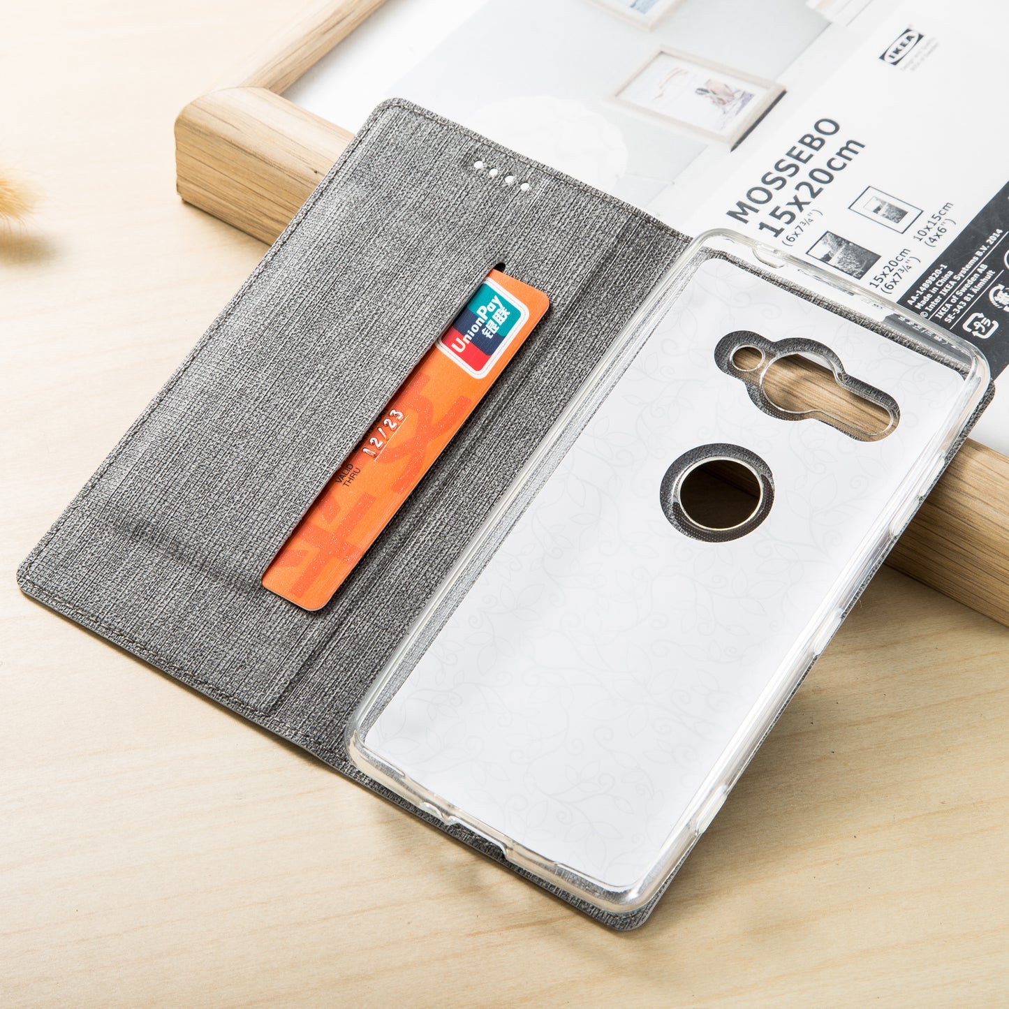 VILI DMX Cross Texture Card Holder Leather Stand Case for Sony Xperia XZ2 Compact