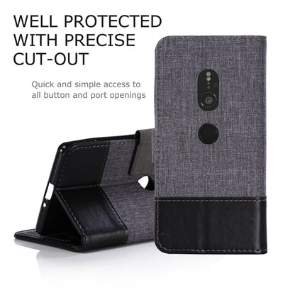MUXMA PU Leather Canvas Splicing Wallet Stand Case for Sony Xperia XZ2