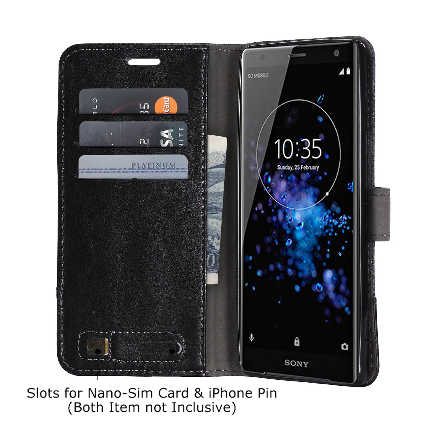 MUXMA PU Leather Canvas Splicing Wallet Stand Case for Sony Xperia XZ2