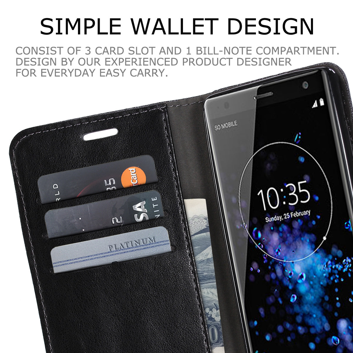 MUXMA PU Leather Canvas Splicing Wallet Stand Case for Sony Xperia XZ2