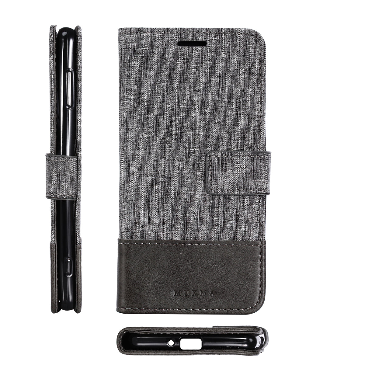 MUXMA PU Leather Canvas Splicing Wallet Stand Case for Sony Xperia XZ2