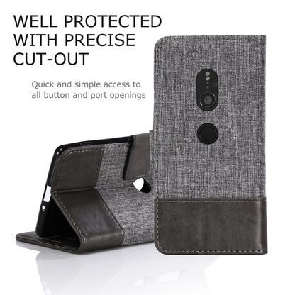 MUXMA PU Leather Canvas Splicing Wallet Stand Case for Sony Xperia XZ2