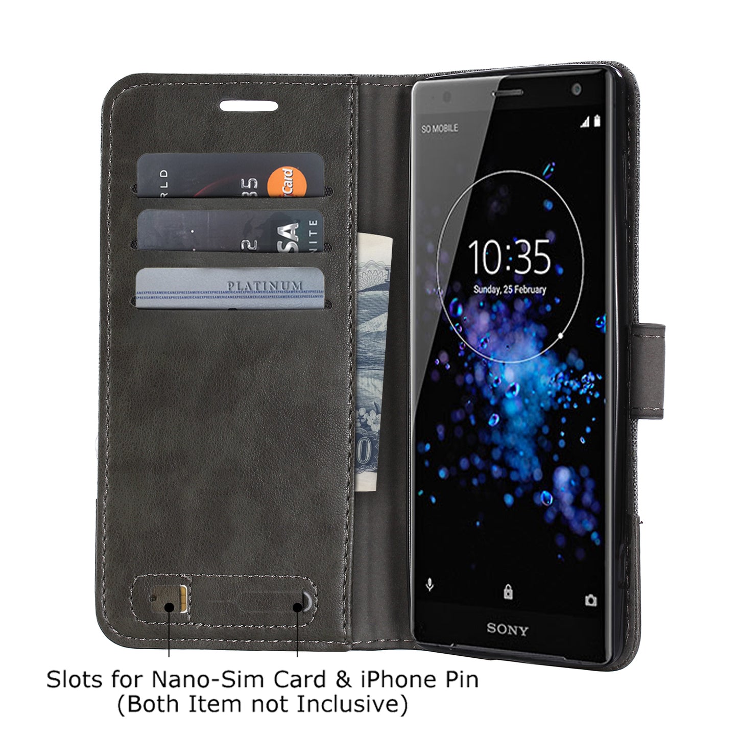 MUXMA PU Leather Canvas Splicing Wallet Stand Case for Sony Xperia XZ2