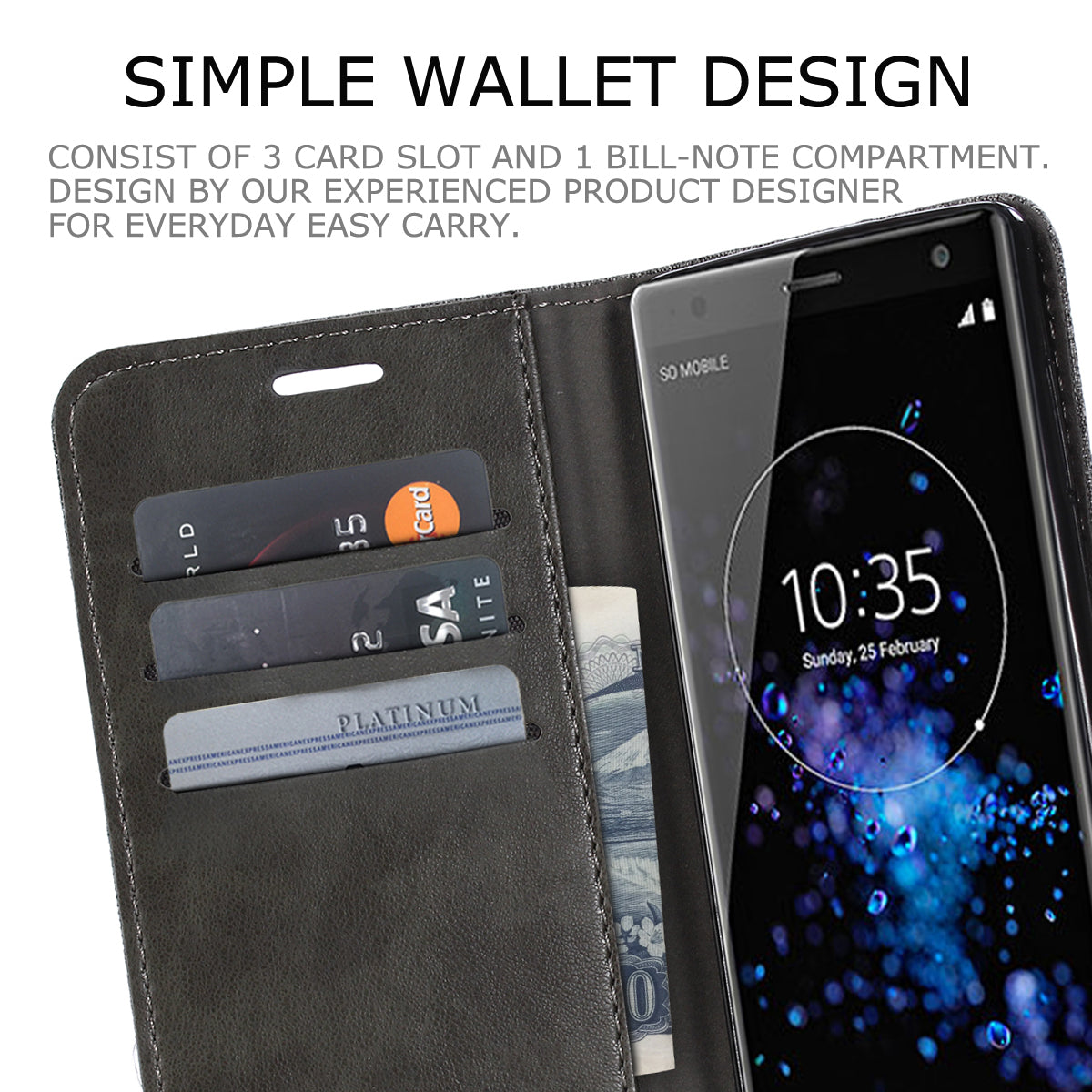 MUXMA PU Leather Canvas Splicing Wallet Stand Case for Sony Xperia XZ2
