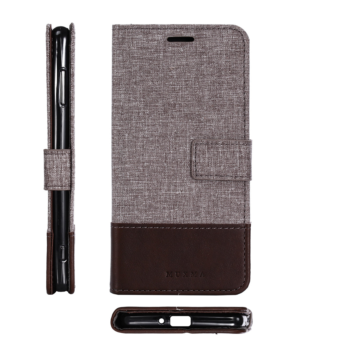 MUXMA PU Leather Canvas Splicing Wallet Stand Case for Sony Xperia XZ2