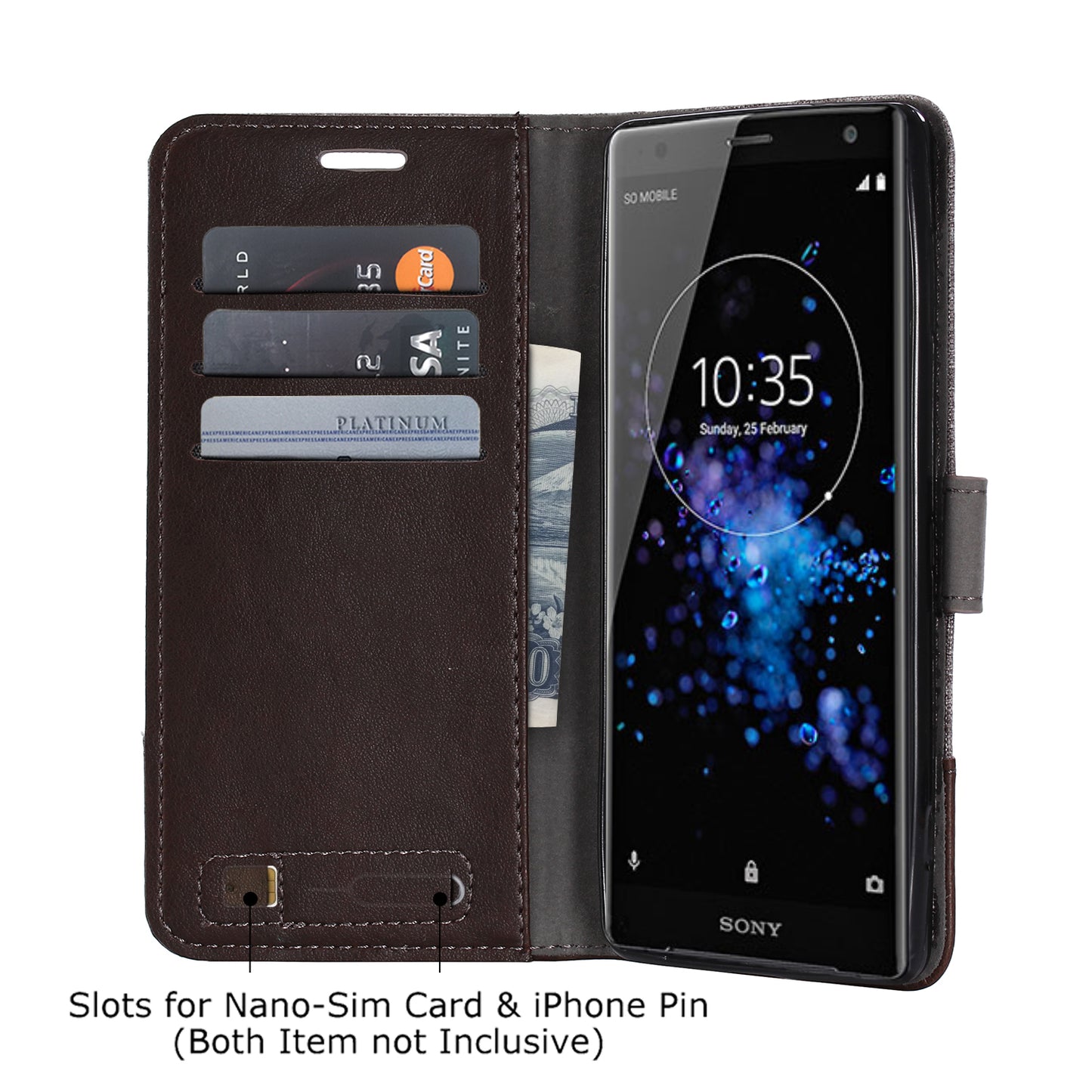 MUXMA PU Leather Canvas Splicing Wallet Stand Case for Sony Xperia XZ2