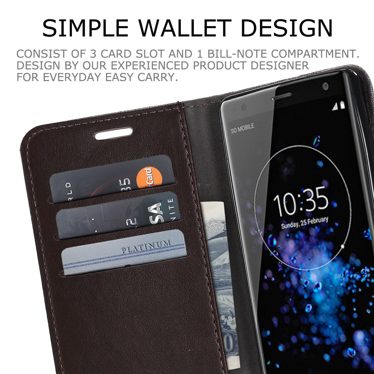 MUXMA PU Leather Canvas Splicing Wallet Stand Case for Sony Xperia XZ2
