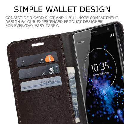 MUXMA PU Leather Canvas Splicing Wallet Stand Case for Sony Xperia XZ2