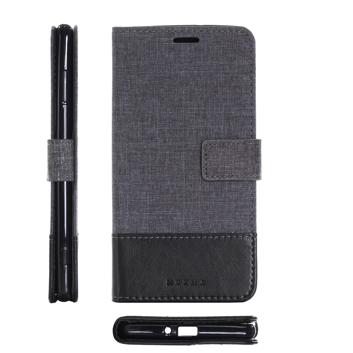 MUXMA PU Leather Canvas Splicing Wallet Stand Case for Sony Xperia XZ2 Premium