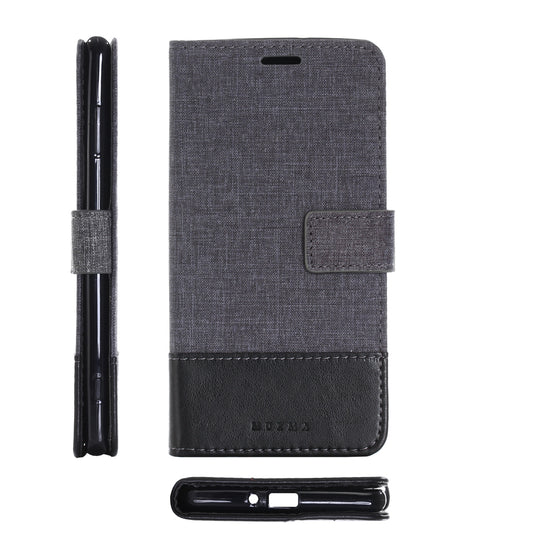 MUXMA PU Leather Canvas Splicing Wallet Stand Case for Sony Xperia XZ2 Premium