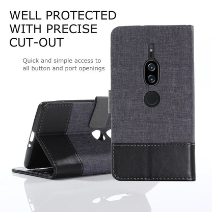 MUXMA PU Leather Canvas Splicing Wallet Stand Case for Sony Xperia XZ2 Premium