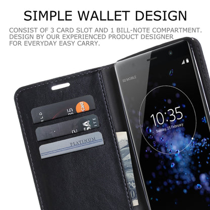 MUXMA PU Leather Canvas Splicing Wallet Stand Case for Sony Xperia XZ2 Premium