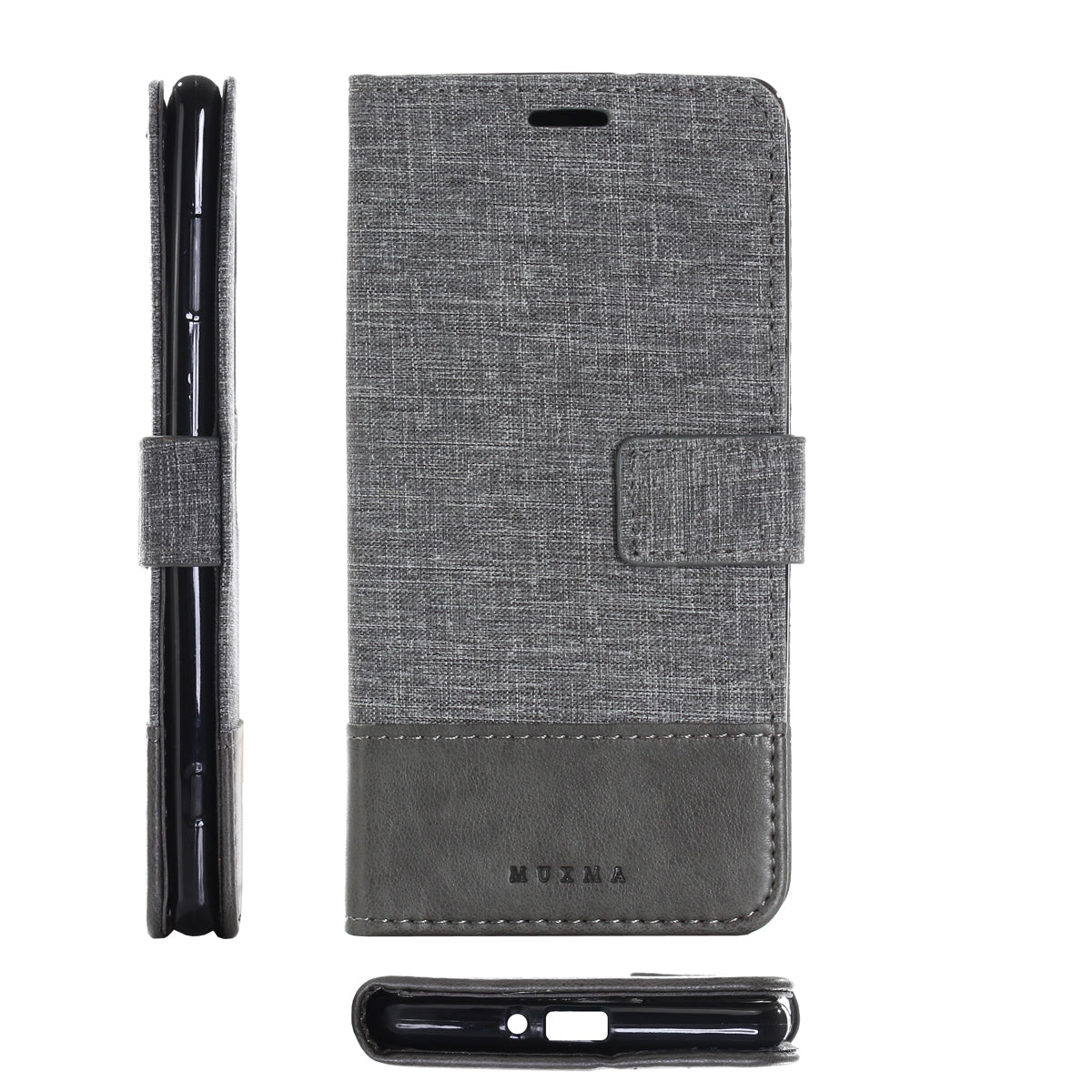 MUXMA PU Leather Canvas Splicing Wallet Stand Case for Sony Xperia XZ2 Premium