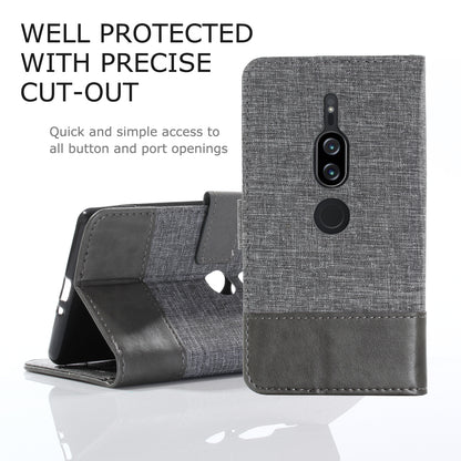 MUXMA PU Leather Canvas Splicing Wallet Stand Case for Sony Xperia XZ2 Premium