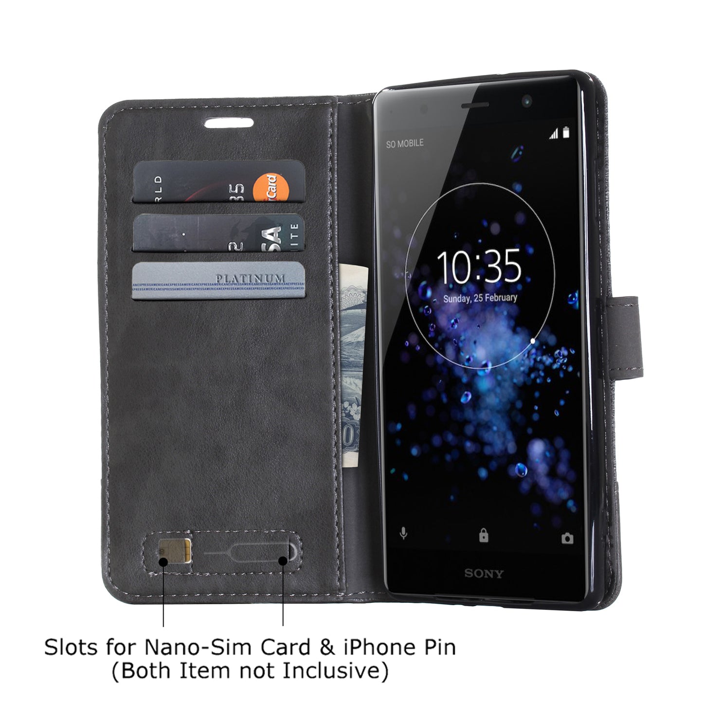 MUXMA PU Leather Canvas Splicing Wallet Stand Case for Sony Xperia XZ2 Premium