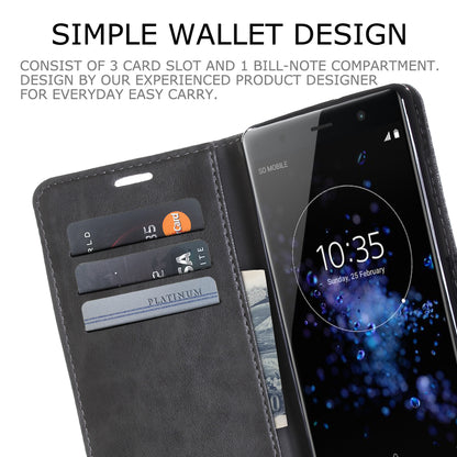 MUXMA PU Leather Canvas Splicing Wallet Stand Case for Sony Xperia XZ2 Premium