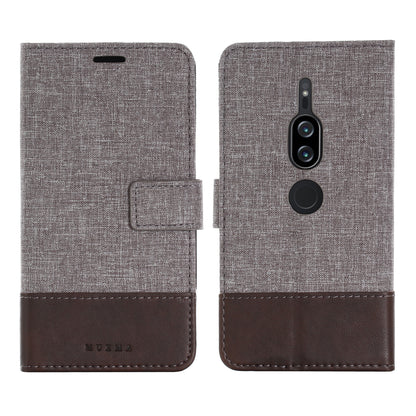MUXMA PU Leather Canvas Splicing Wallet Stand Case for Sony Xperia XZ2 Premium