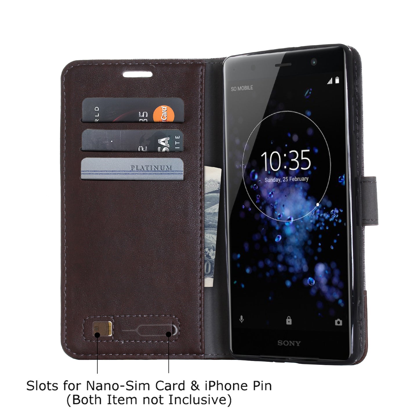MUXMA PU Leather Canvas Splicing Wallet Stand Case for Sony Xperia XZ2 Premium