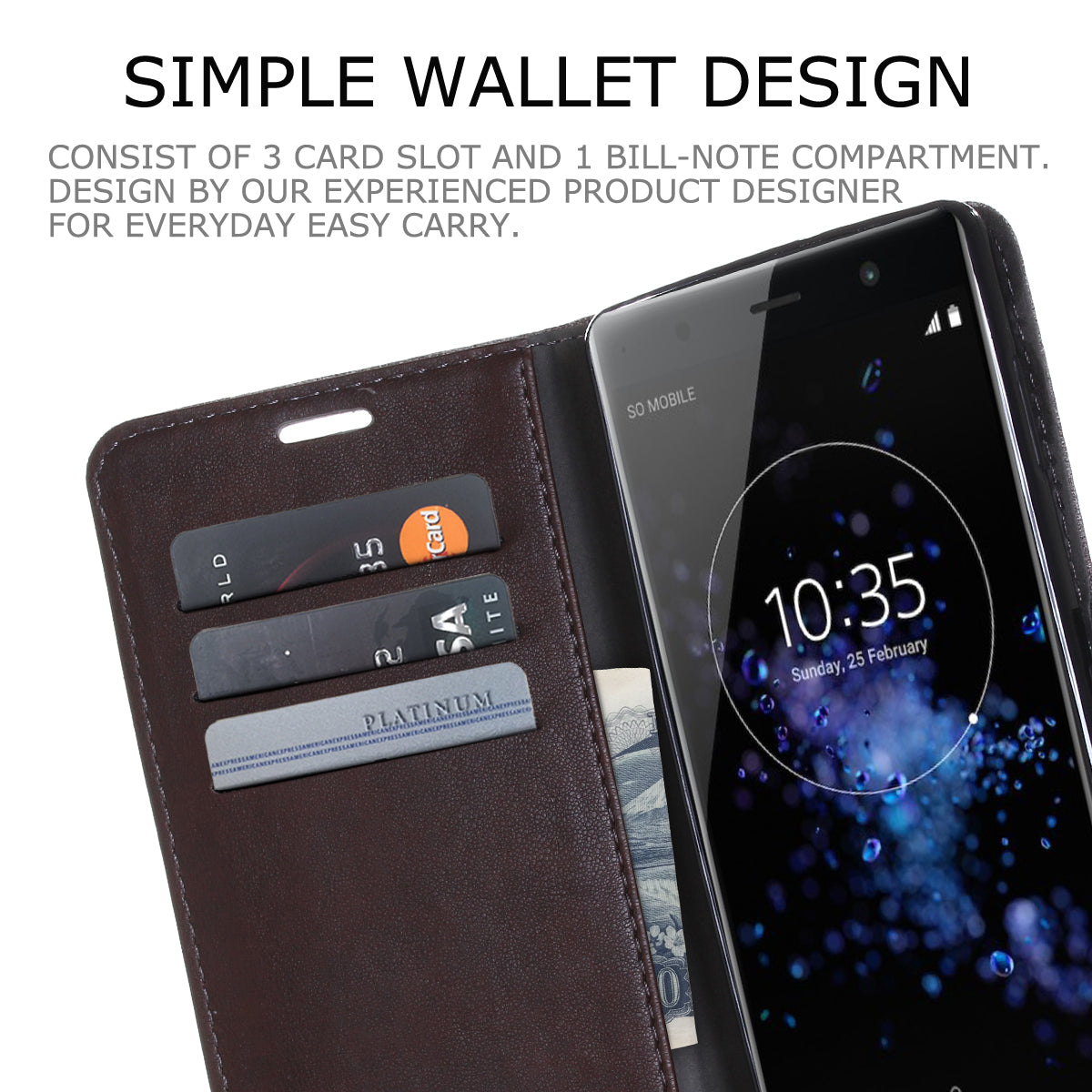 MUXMA PU Leather Canvas Splicing Wallet Stand Case for Sony Xperia XZ2 Premium
