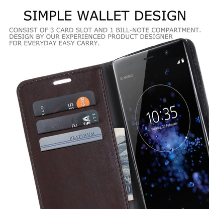 MUXMA PU Leather Canvas Splicing Wallet Stand Case for Sony Xperia XZ2 Premium